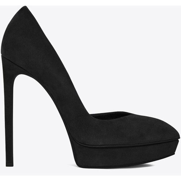 Saint Laurent Black Suede Janis 105 D'Orsay Pumps sz. 39 EU - Picture 1 of 7